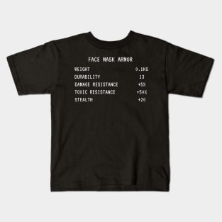 Face Mask Armor Video Game RPG Stats Kids T-Shirt